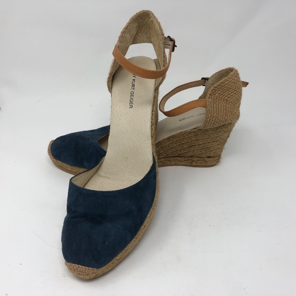 kg kurt geiger blue espadrille wedge 41 - Picture 1 of 6